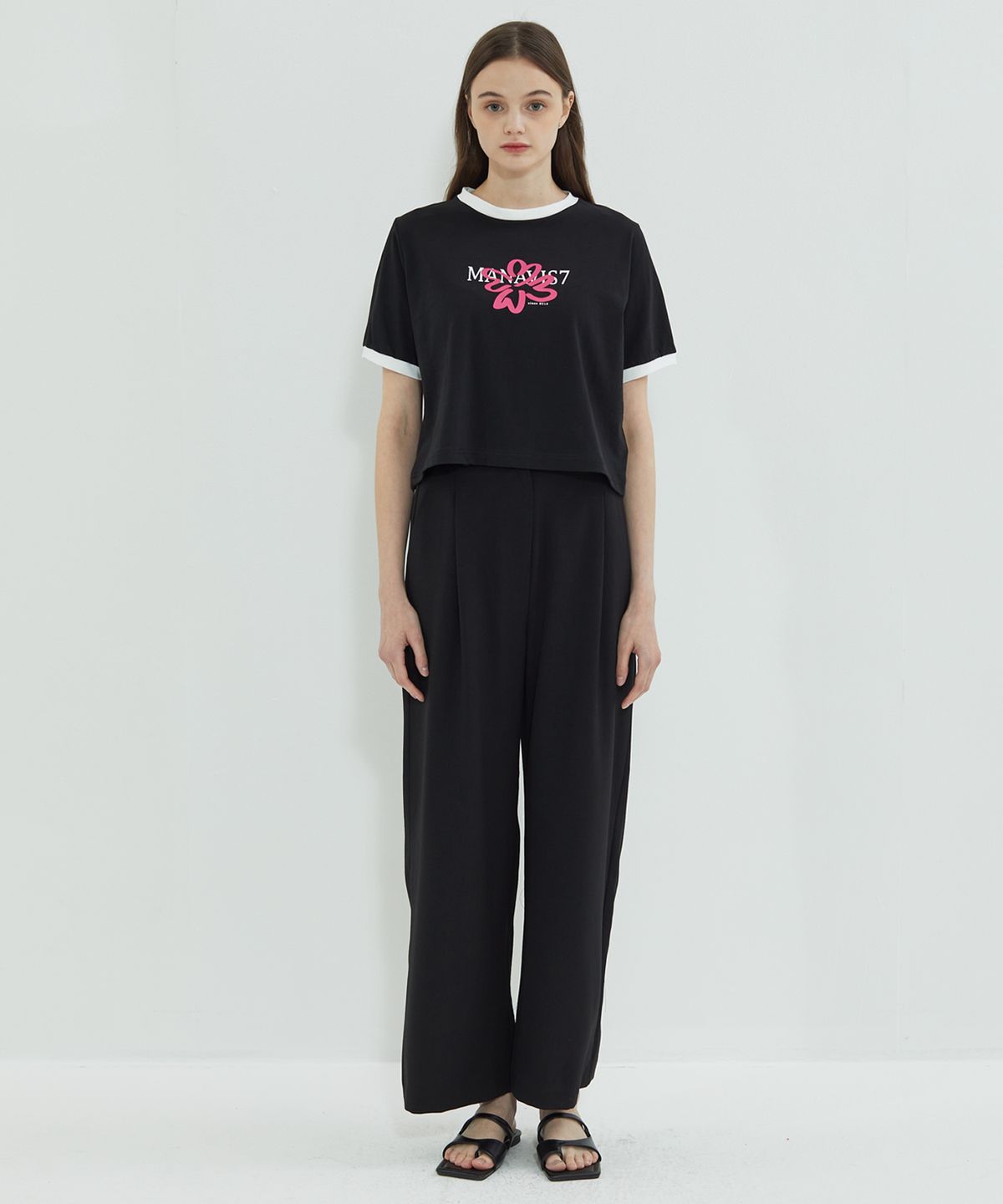 마나비스세븐(MANAVIS7) Cool Wide Banding Slacks Black