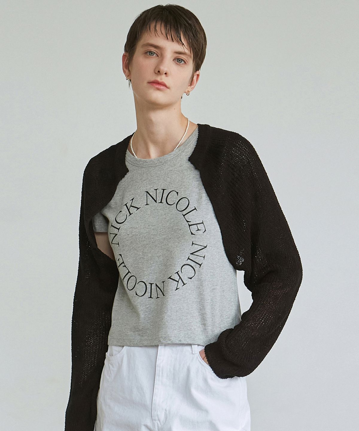 닉앤니콜(NICK&NICOLE) NICOLE BOLERO KNIT TOP_BLACK