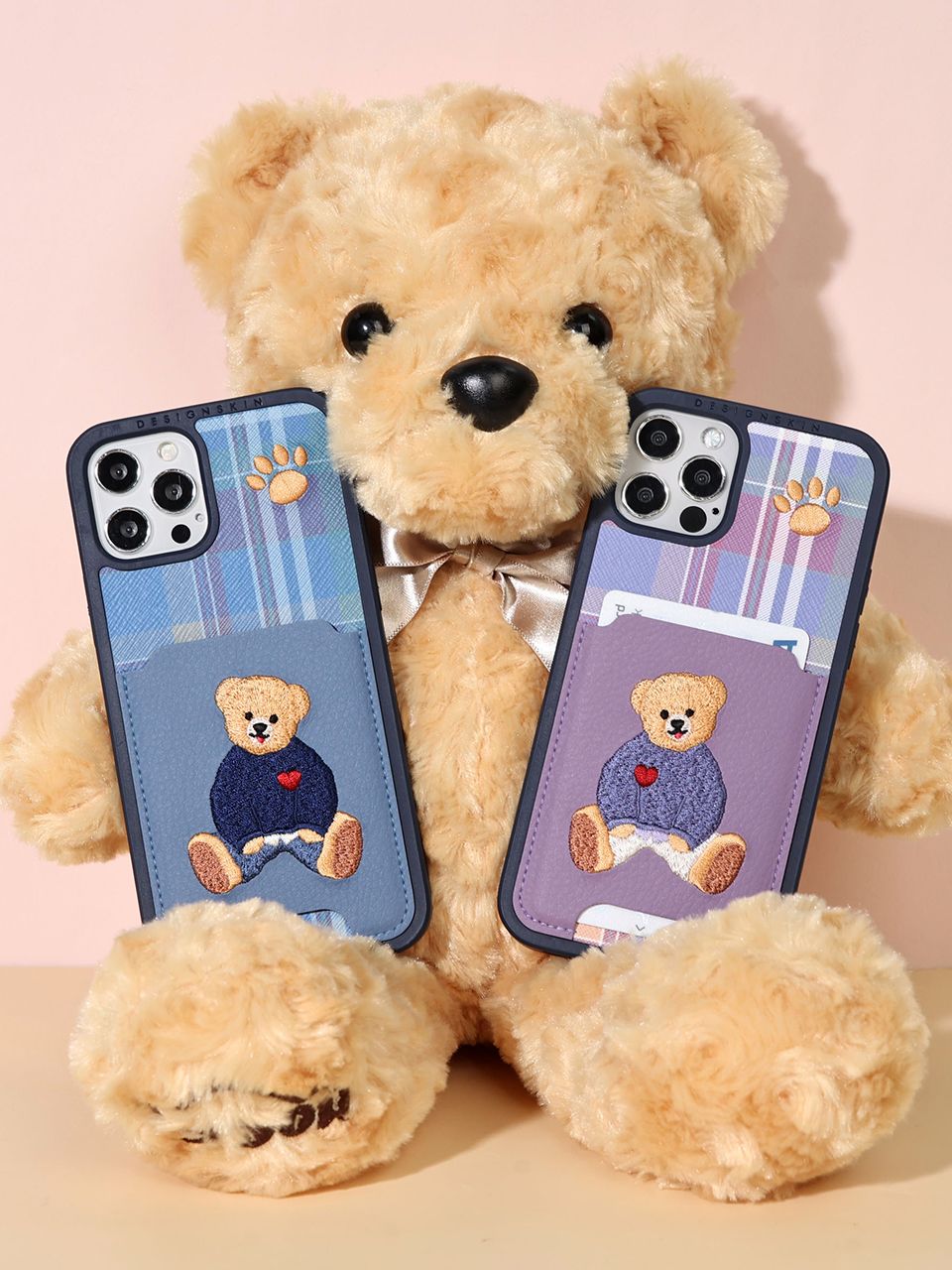 ★DESIGN SKIN★ Embroidered Heart Bear Pocket Case Sky Blue MUSINSA | DESIGNSKIN Embroidery Heart Bear Pocket Case Sky Blue