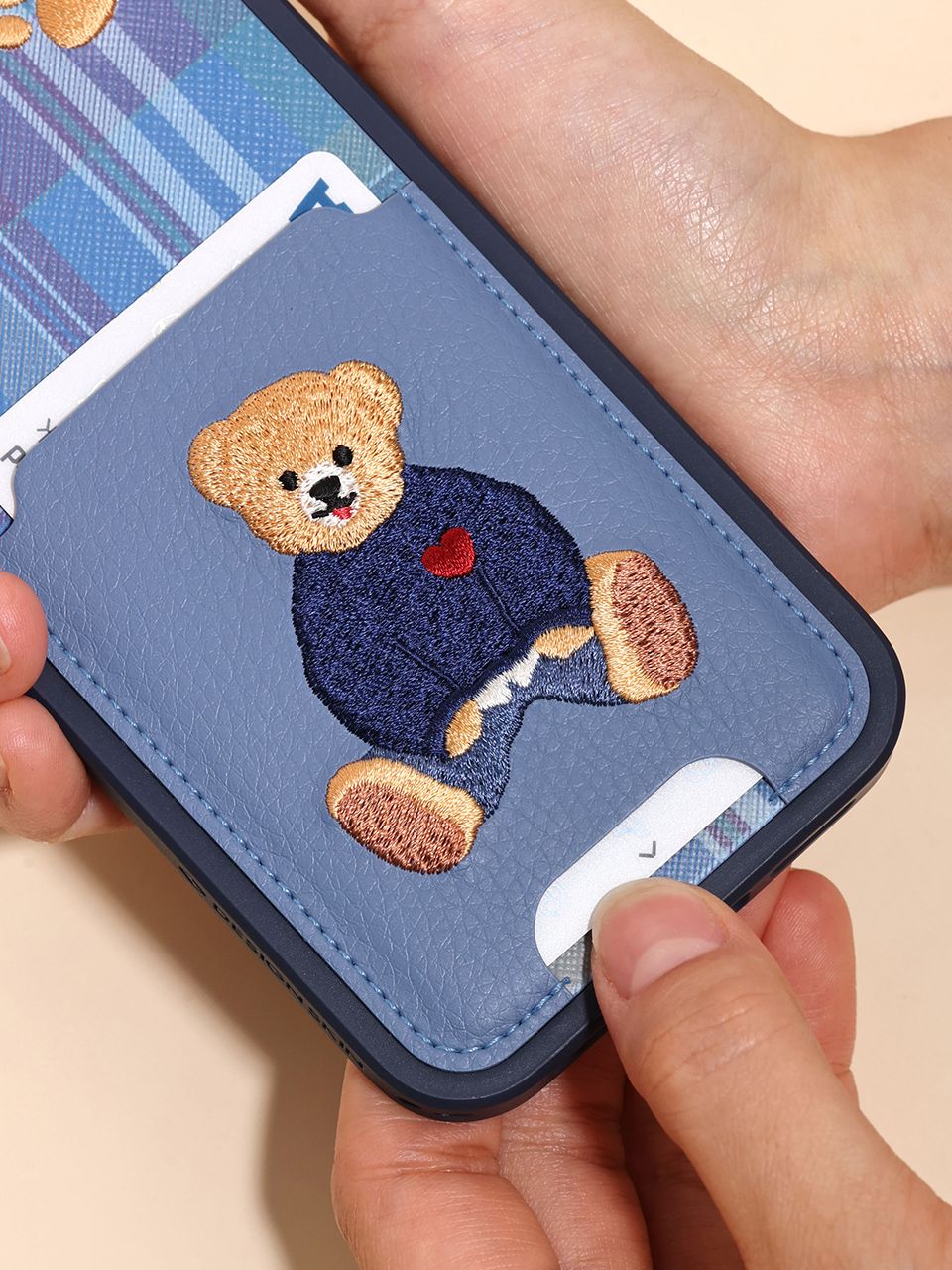 ★DESIGN SKIN★ Embroidered Heart Bear Pocket Case Sky Blue MUSINSA | DESIGNSKIN Embroidery Heart Bear Pocket Case Sky Blue