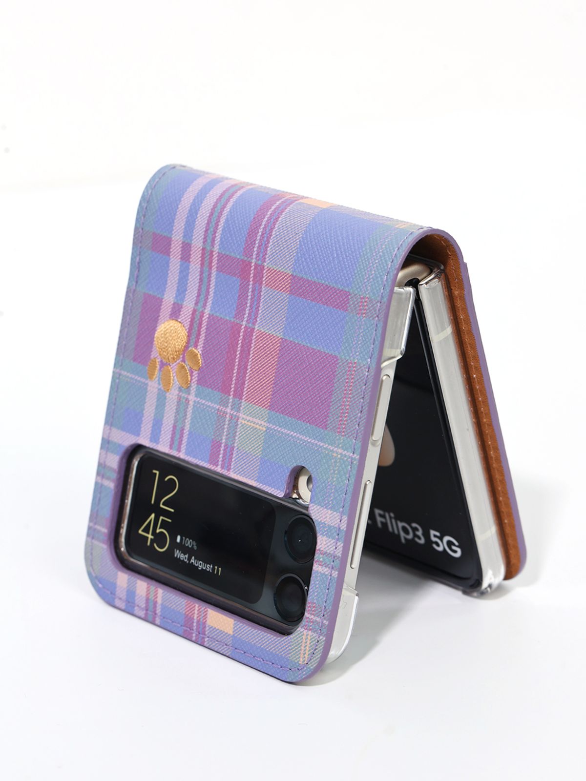 디자인스킨(DESIGNSKIN) 자수 하트 베어 포켓 케이스 바이올렛
