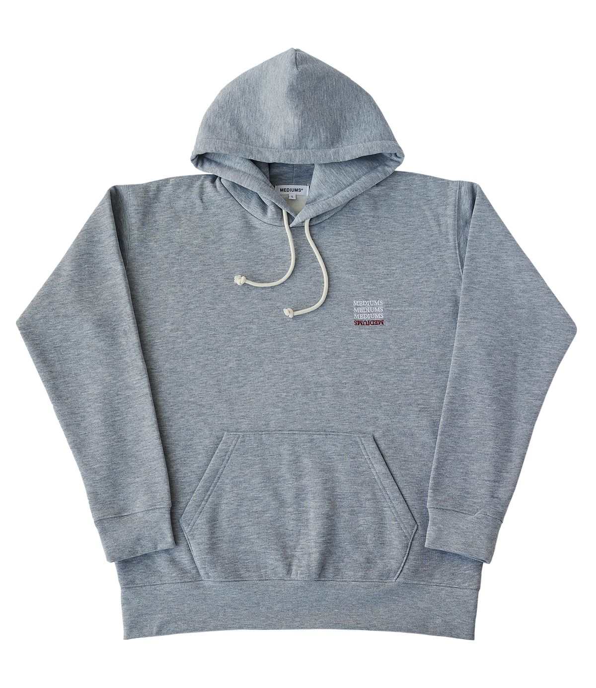 미디엄스(MEDIUMS) Upside Down Logo Hoodie - Gray (업사이드 다운 로고 후드티)