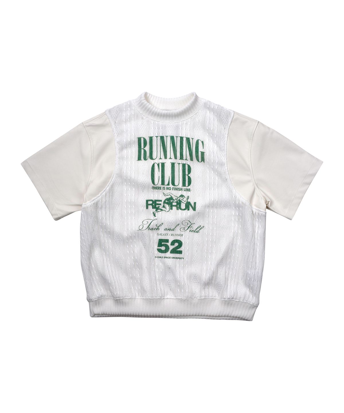 씨오엠이(COME) [UNISEX] Leather-Sleeve Cable-Knit Sweater (White)
