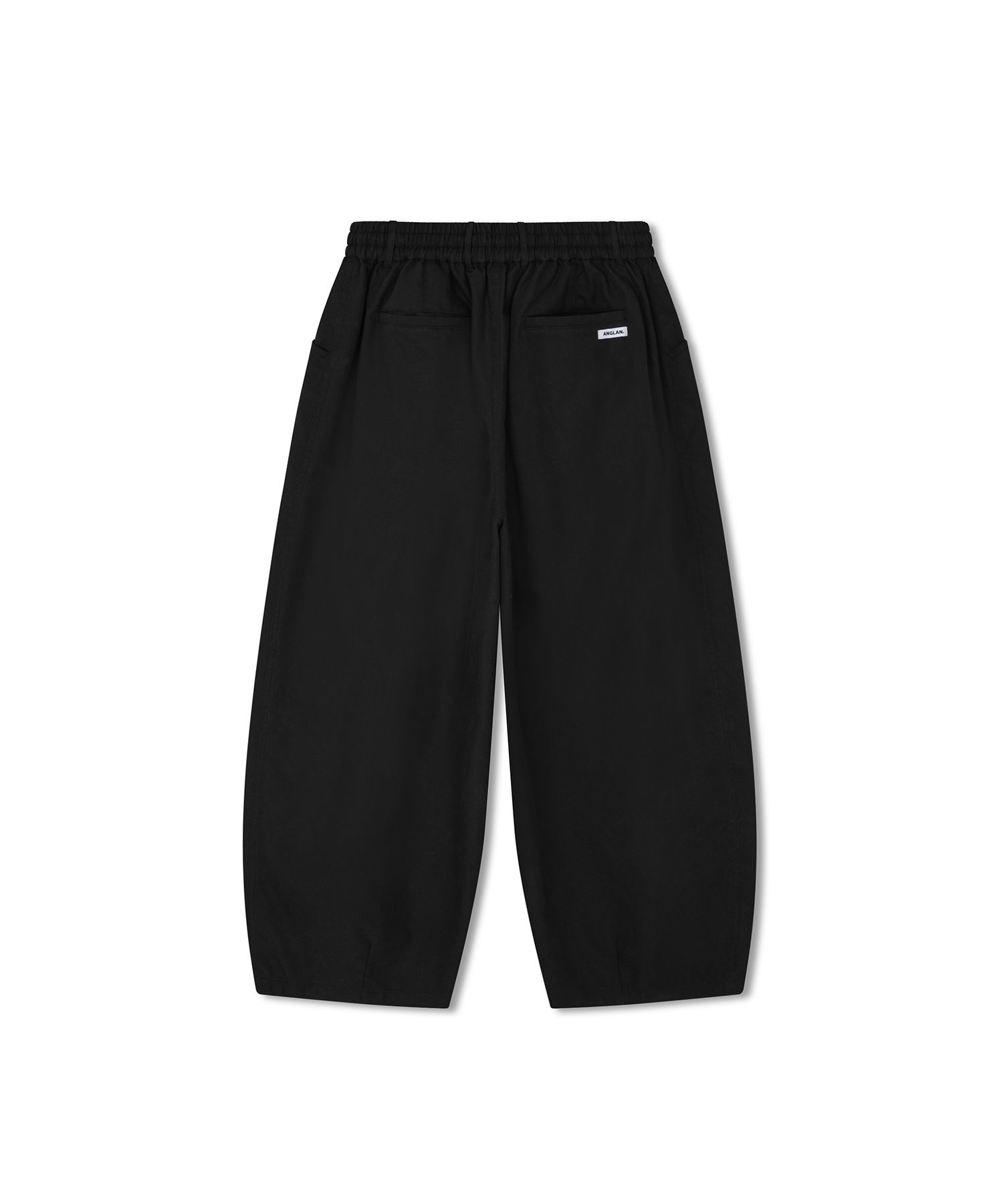MUSINSA | ANGLAN Unbalance Long Tuck Balloon Pants - Black
