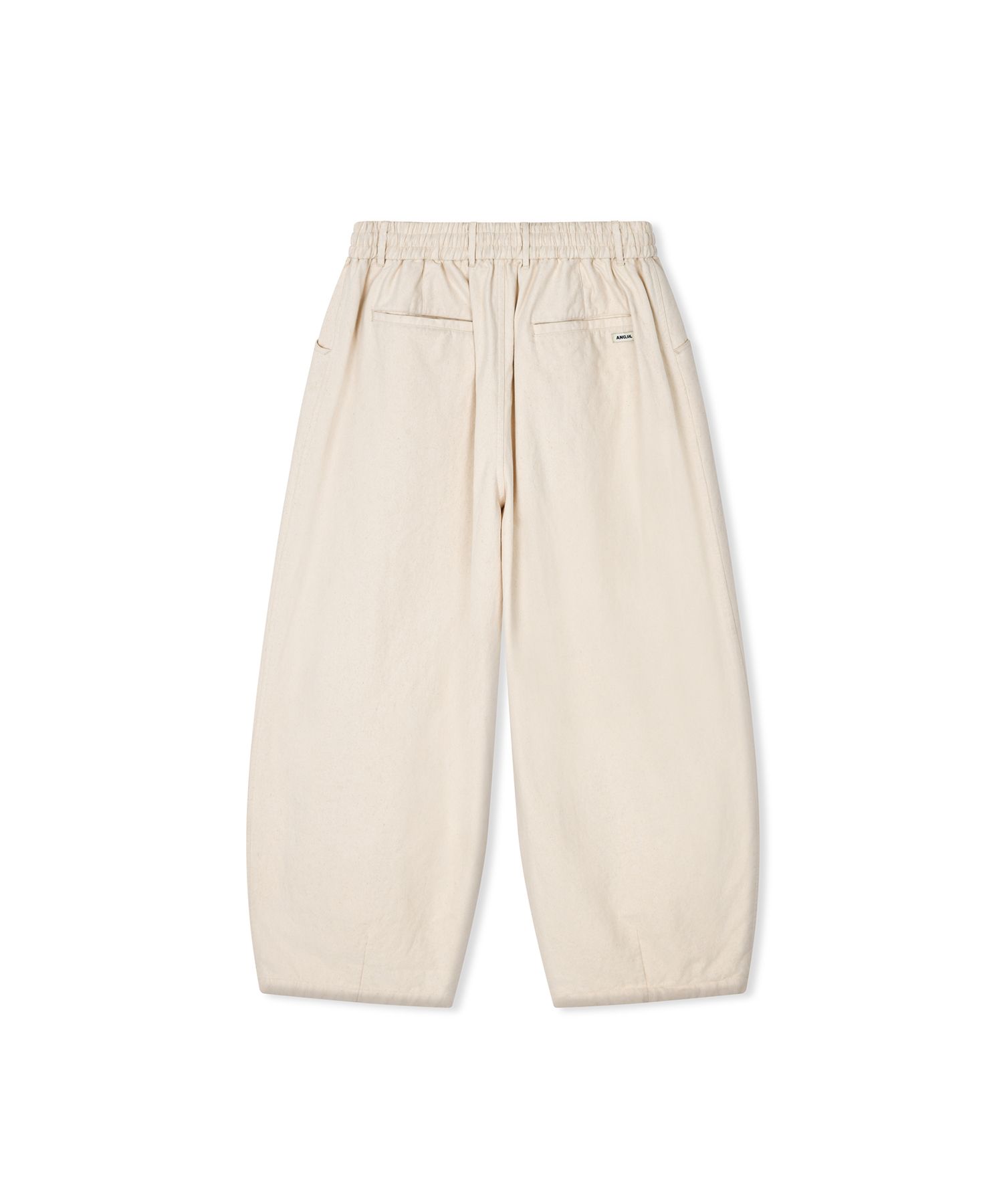 MUSINSA | ANGLAN Unbalance Long Tuck Balloon Pants - Ivory