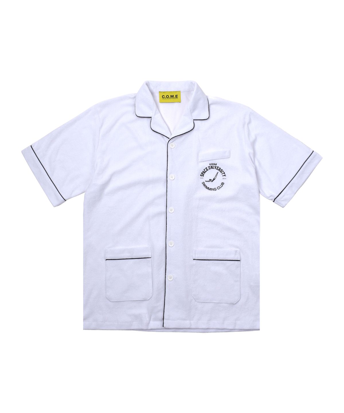씨오엠이(COME) [UNISEX] Piped Terry Short-Sleeved Shirt (White)