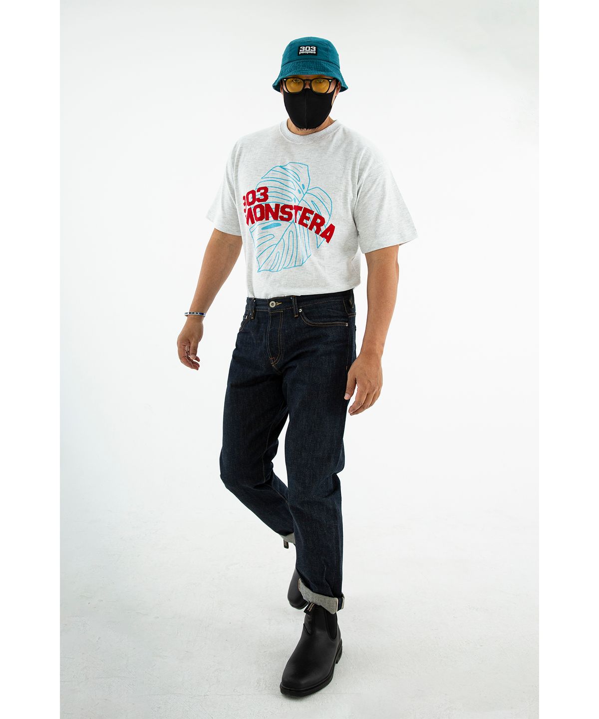 303피플즈(303PEOPLES) STS22019 303 빅 몬스텔라 티셔츠 레드/블루