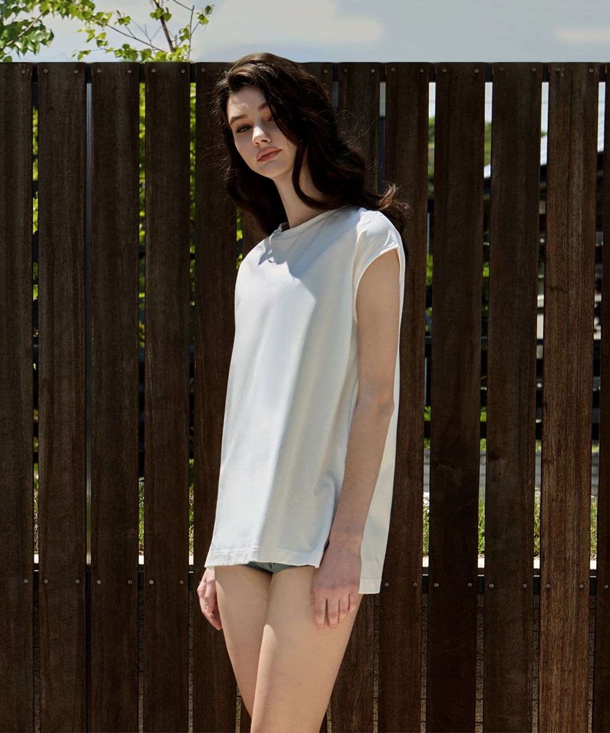 데비웨어(DEVIWEAR) 마일리 슬릿 캡 슬리브 DEVI-TS0036-화이트