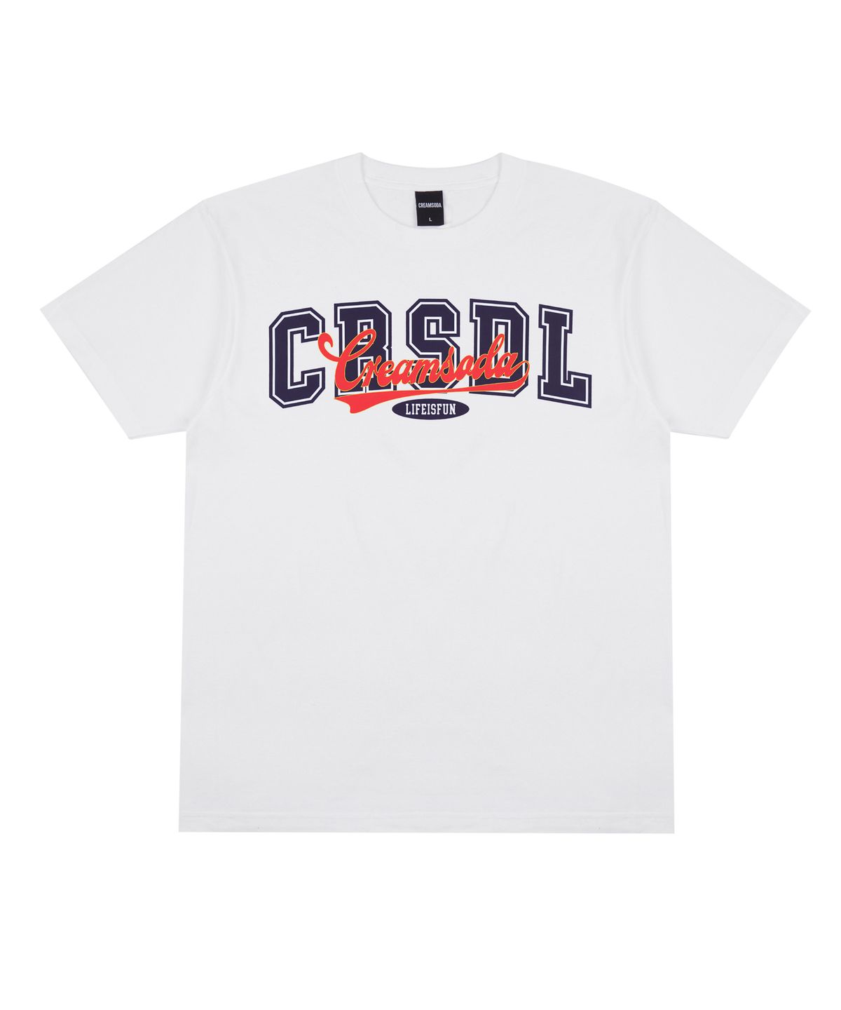 크림소다랩(CREAM SODA LAB) 오버랩 반팔티 화이트 네이비