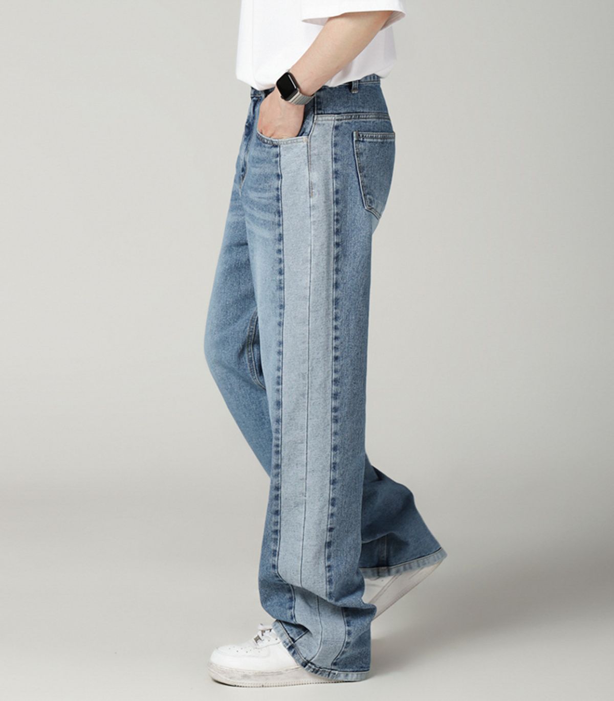 어반드레스(AVANDRESS) two-tone wide pants BLUE