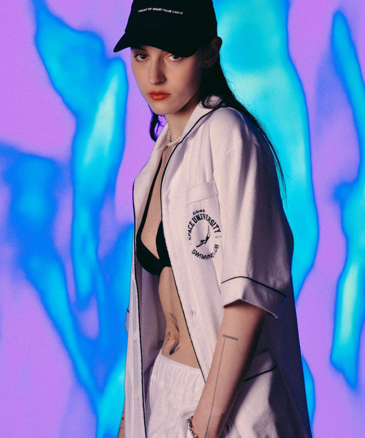 씨오엠이(COME) [SET] Piped Terry Short-Sleeved Shirt + Binding Terry Shorts (White)