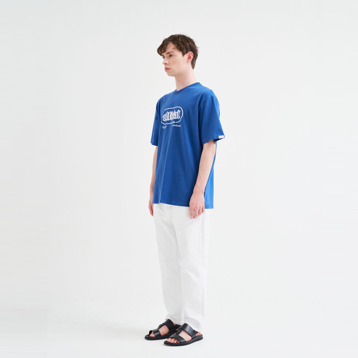 코드아이엠(CODE I'M) 오피셜 아트워크 프린팅 오버핏 반팔티 블루