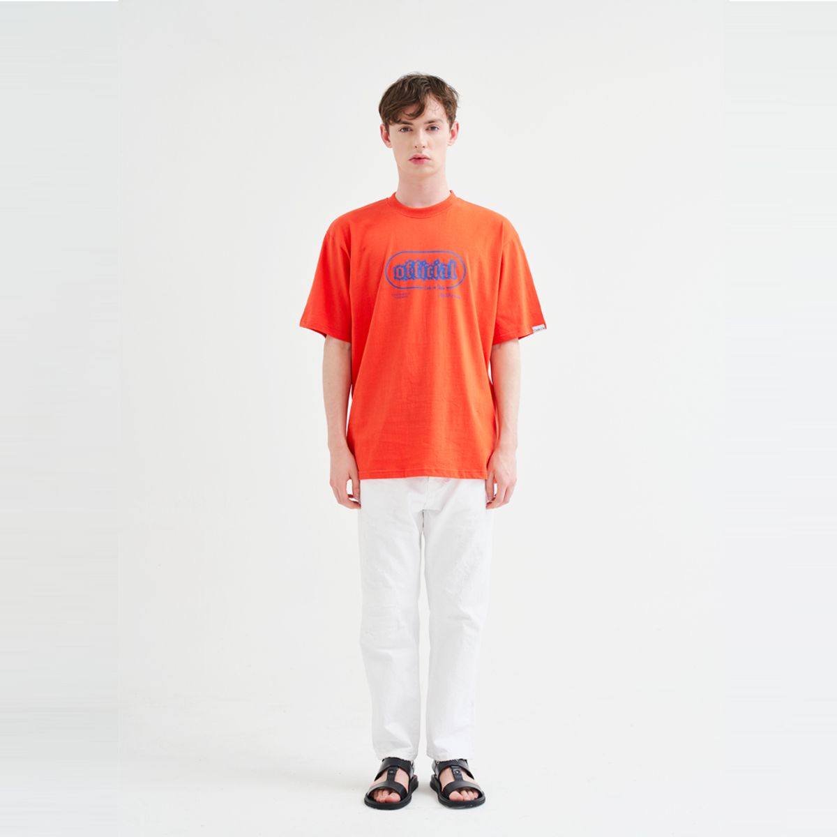코드아이엠(CODE I'M) 오피셜 아트워크 프린팅 오버핏 반팔티 오렌지