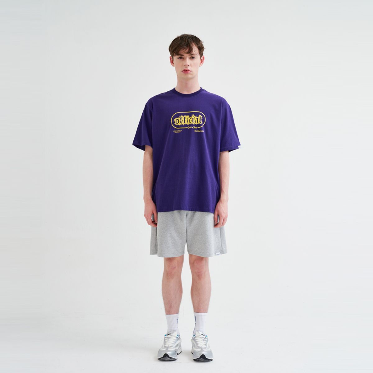 코드아이엠(CODE I'M) 오피셜 아트워크 프린팅 오버핏 반팔티 퍼플