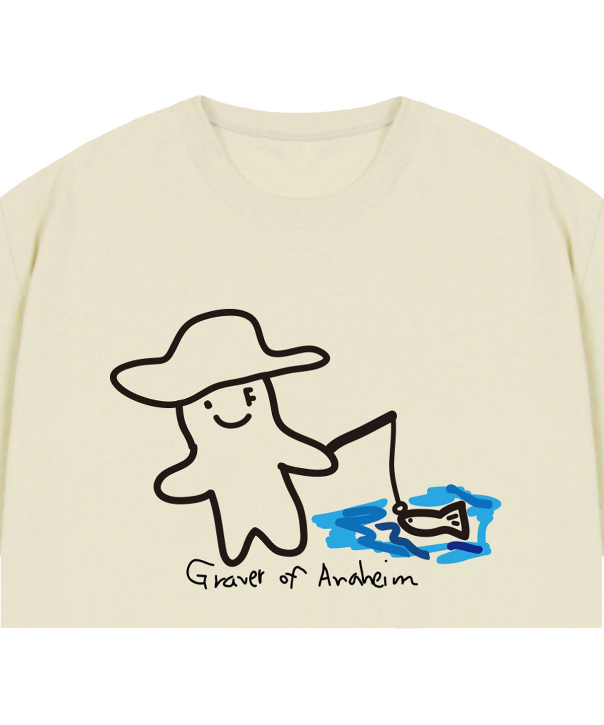 그레이버(GRAVER) [UNISEX]휴먼 드로잉 피쉬 스마일 반팔티_샌드베이지