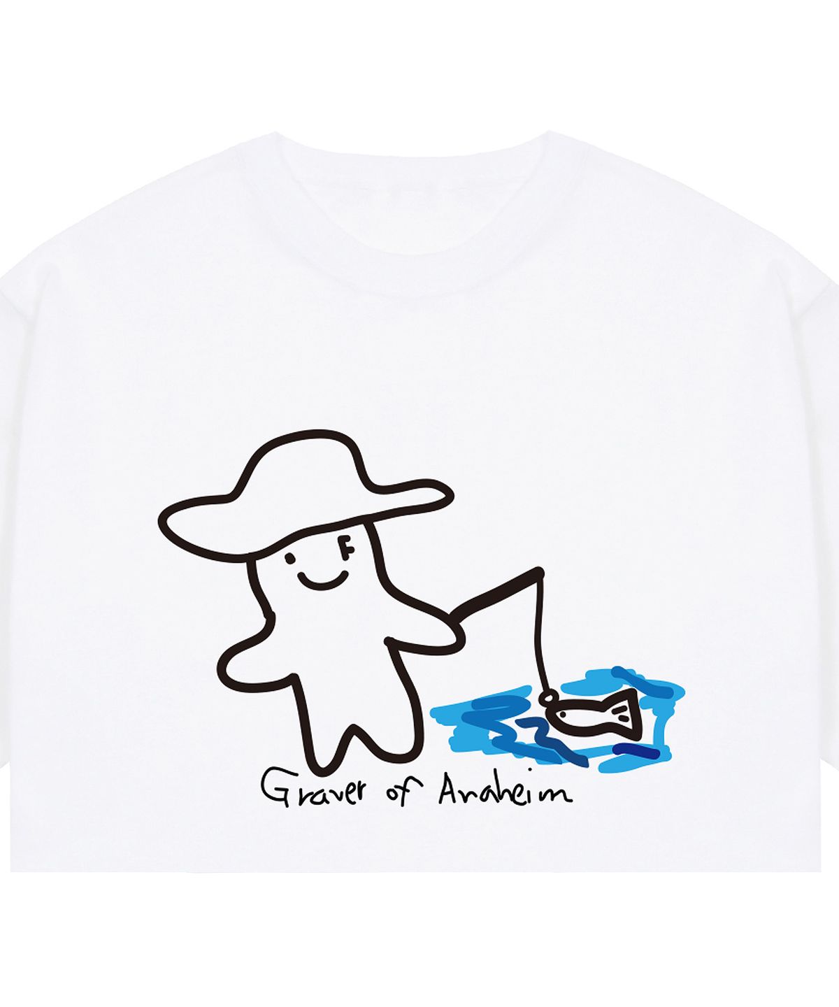 그레이버(GRAVER) [UNISEX]휴먼 드로잉 피쉬 스마일 반팔티_화이트