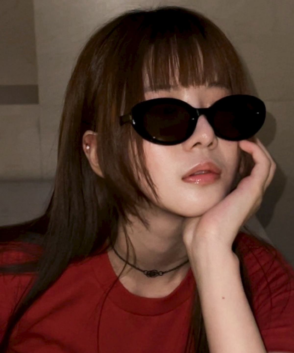 한글(HANGLE EYEWEAR) 오벌 선글라스 브라운