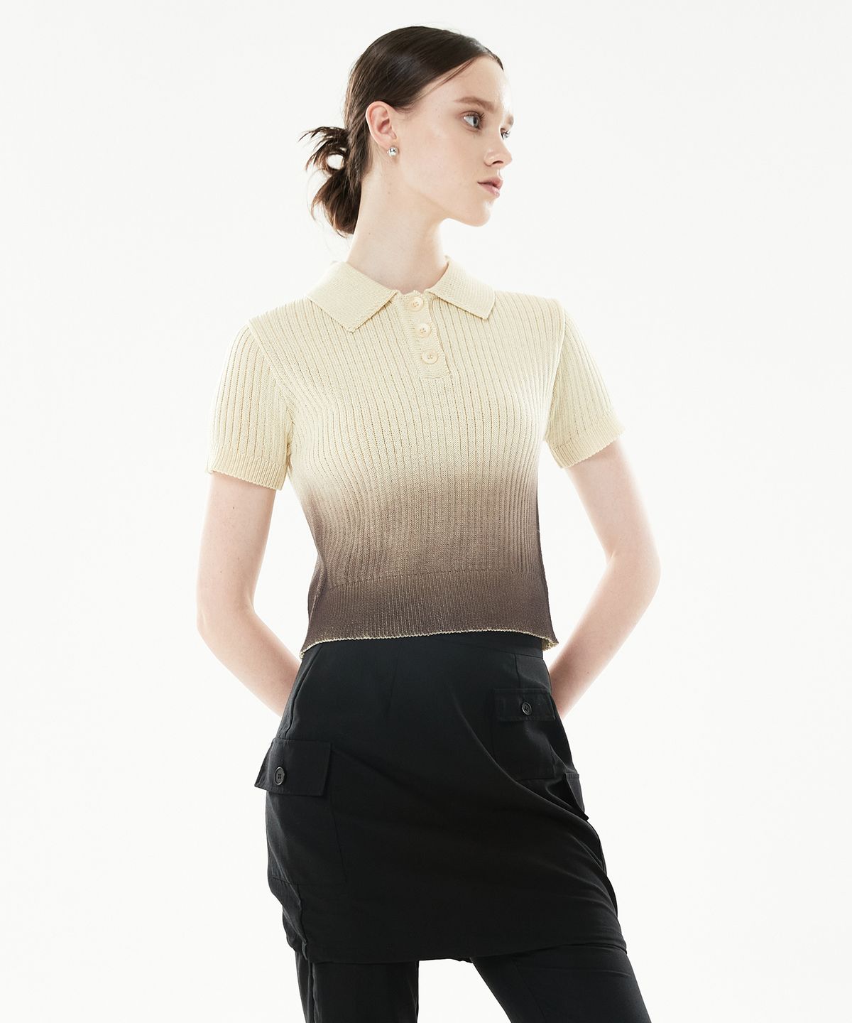 라티젠(LARTIGENT) LLS GRADATION COLLAR KNIT(YELLOW)