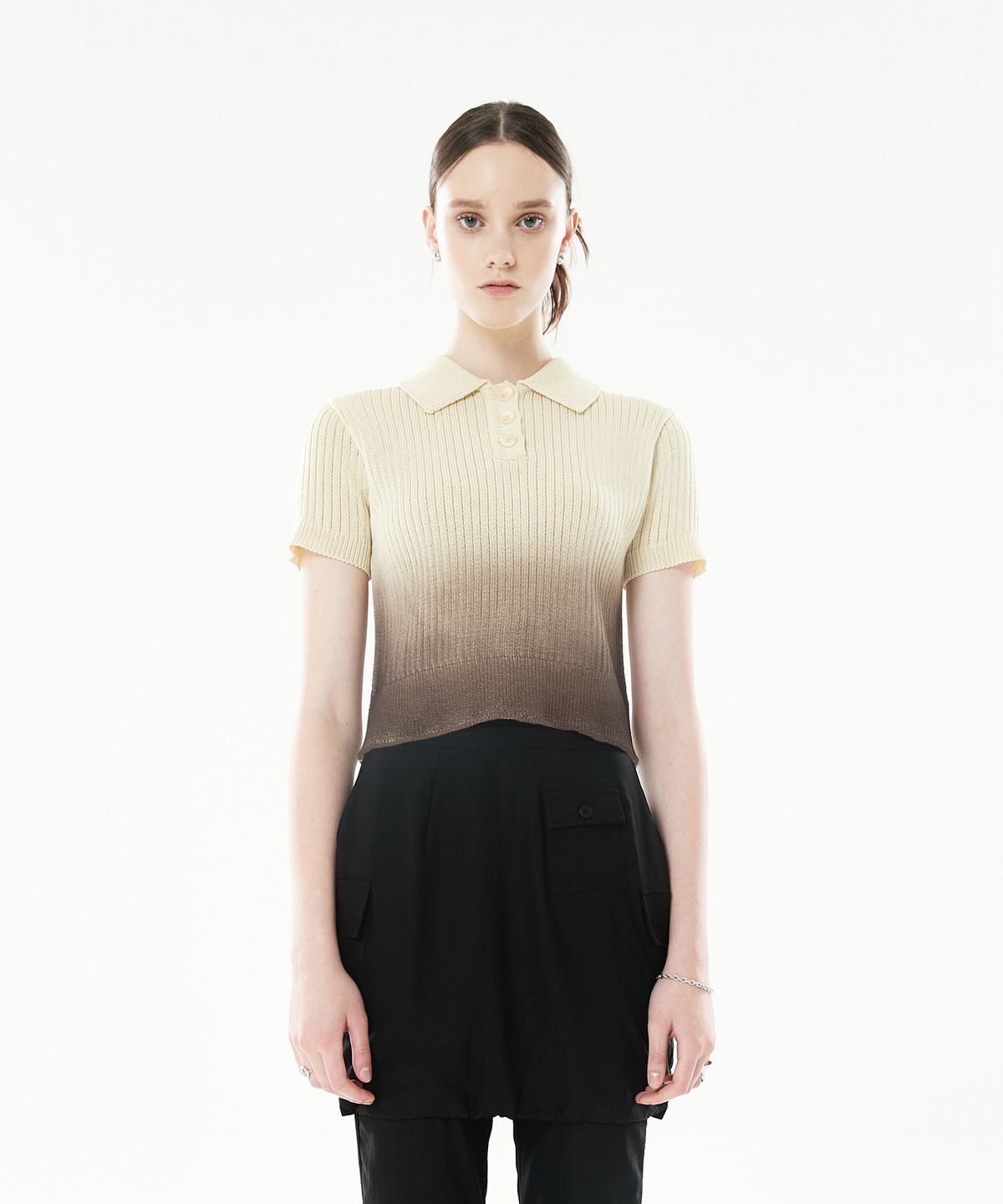 라티젠(LARTIGENT) LLS GRADATION COLLAR KNIT(YELLOW)