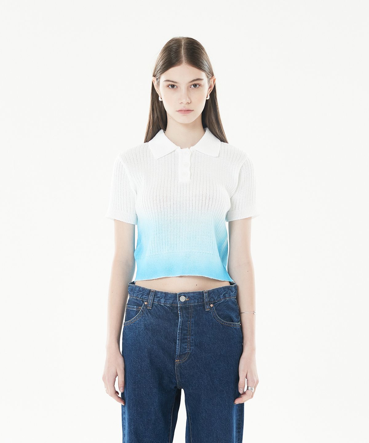 라티젠(LARTIGENT) LLS GRADATION COLLAR KNIT(IVORY)