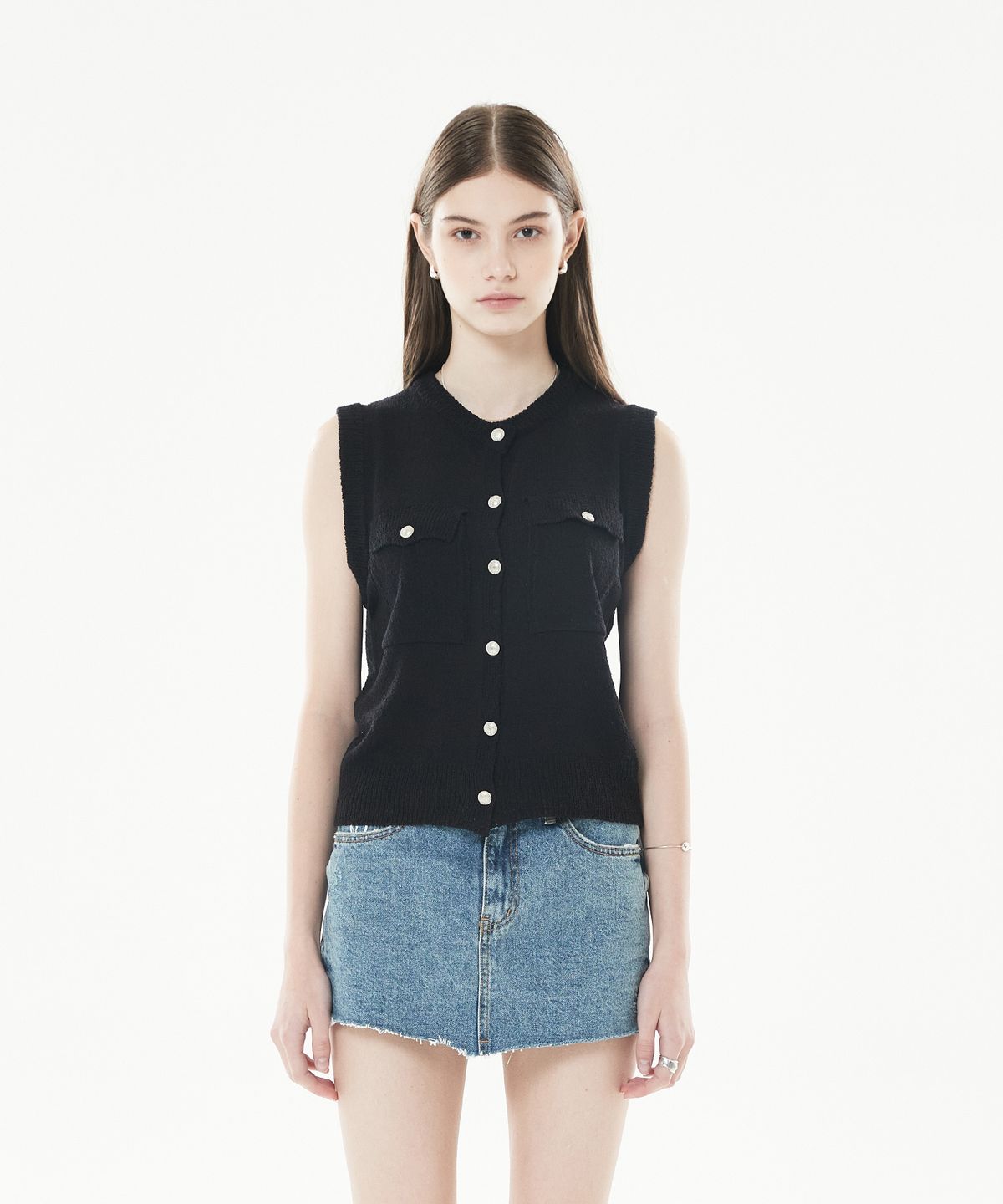 라티젠(LARTIGENT) LLS POCKET KNIT VEST(BLACK)