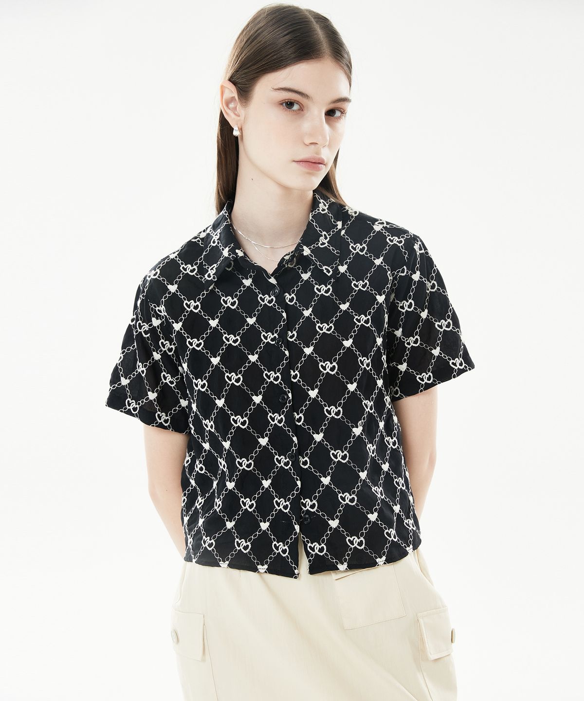 라티젠(LARTIGENT) LLS HEART SHIRT(BLACK)