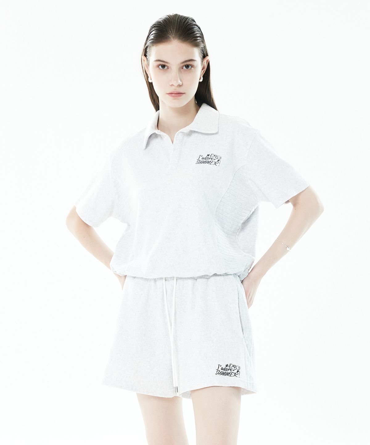 라티젠(LARTIGENT) LLS TERRY HALF OPEN TOP(WHITE)