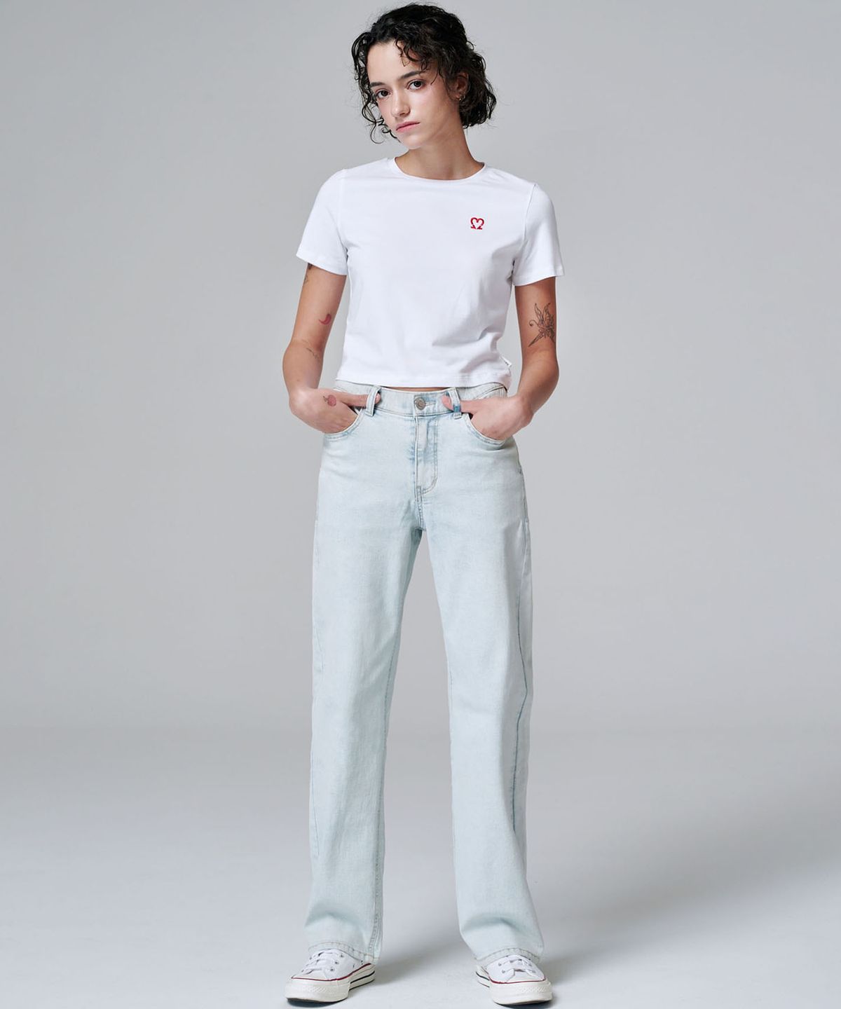 마롭(MALOUPE) 9106 세미 와이드 데님팬츠 (라이트인디고)