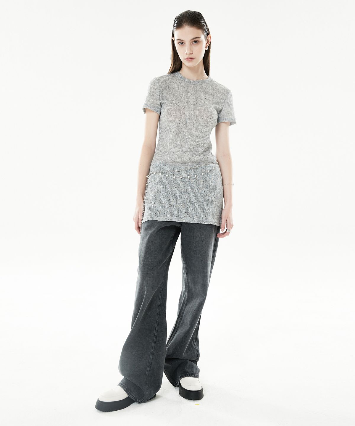 라티젠(LARTIGENT) LLS KNIT DRESS(GRAY)
