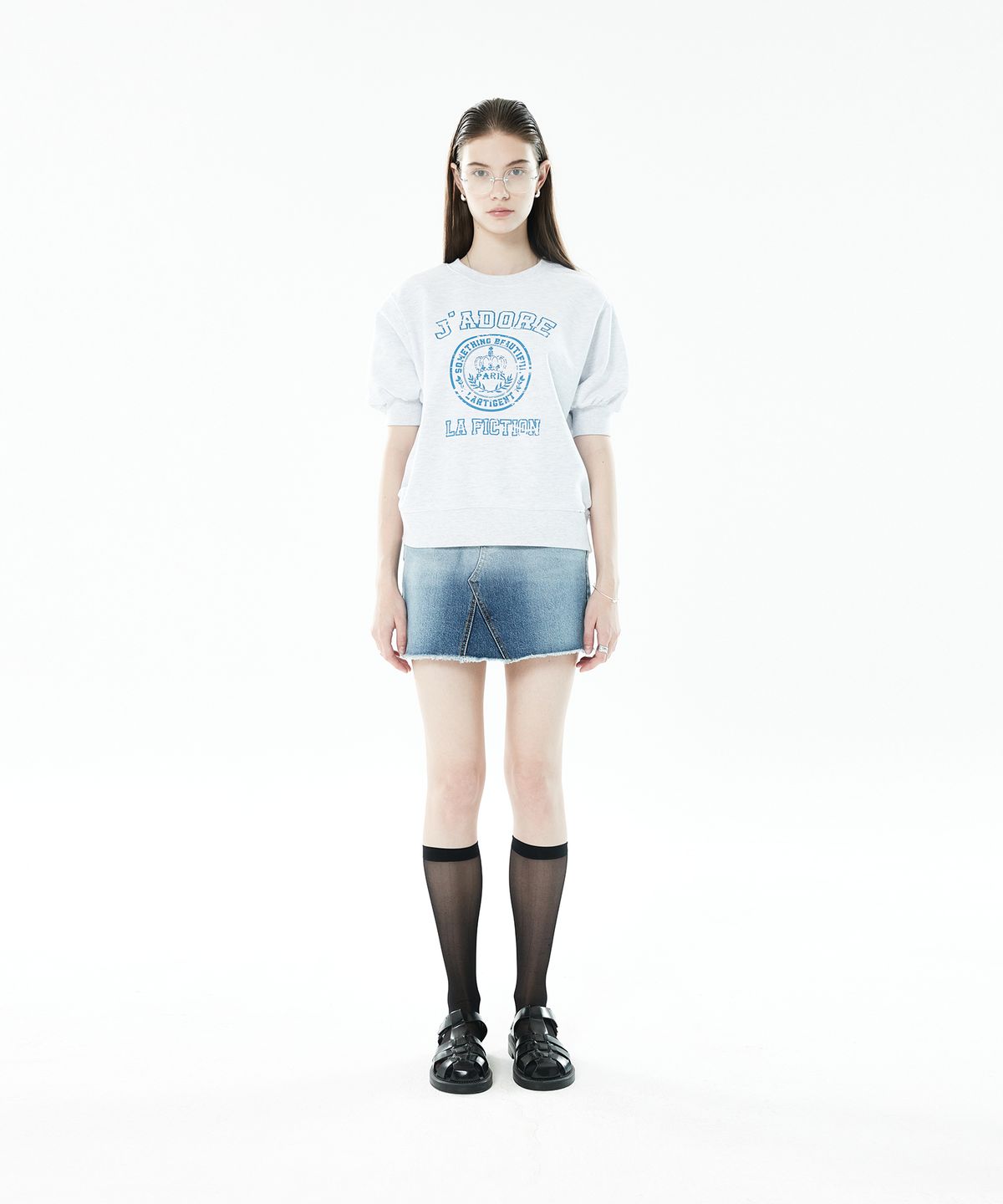라티젠(LARTIGENT) LLS GRADATION DENIM SKIRT(BLUE)