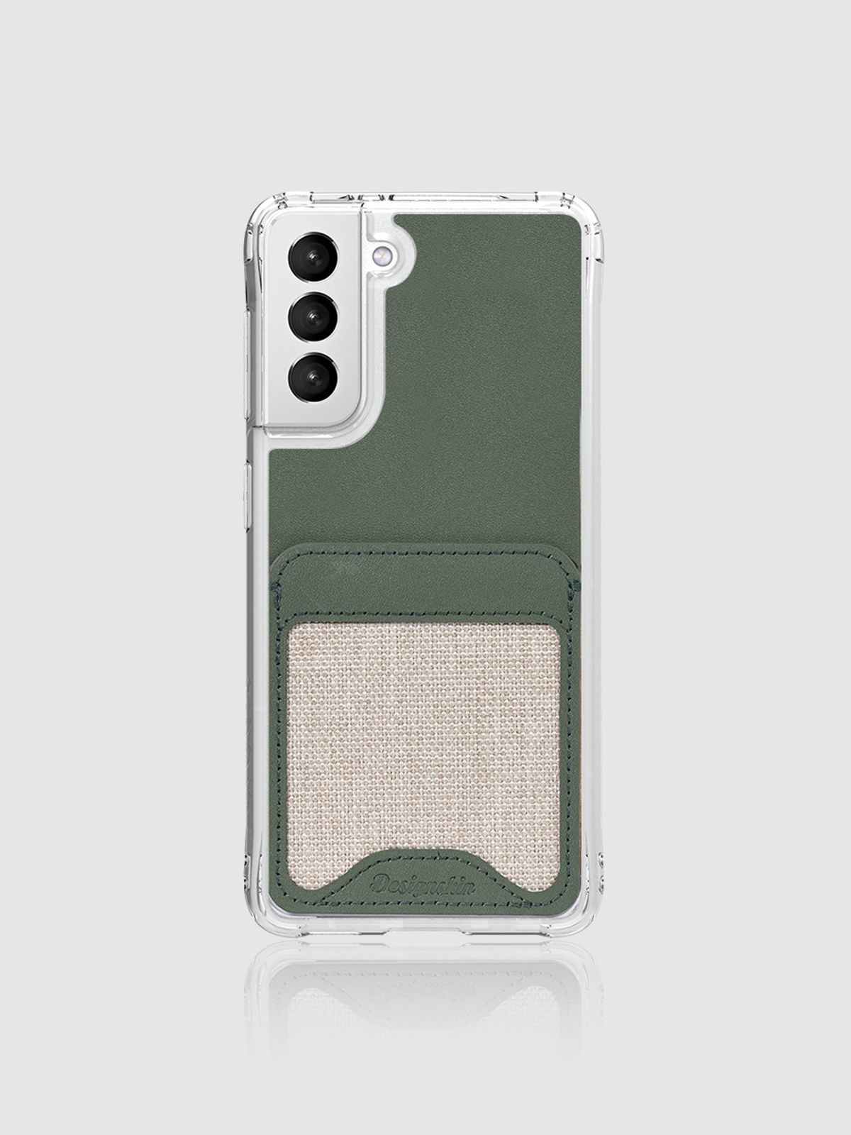 디자인스킨(DESIGNSKIN) 캔버스 레더 포켓 카드수납 케이스 올리브