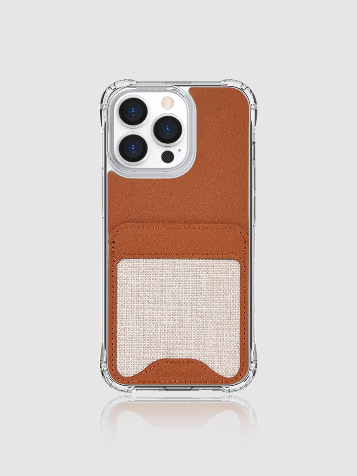 디자인스킨(DESIGNSKIN) 캔버스 레더 포켓 카드수납 케이스 브라운