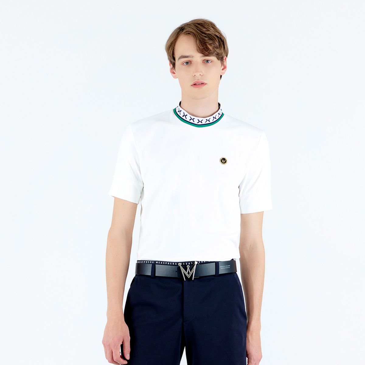 미스페라(MEASPHERA) MEN SLIM-FIT HIGH NECK T-SHIRT WHITE