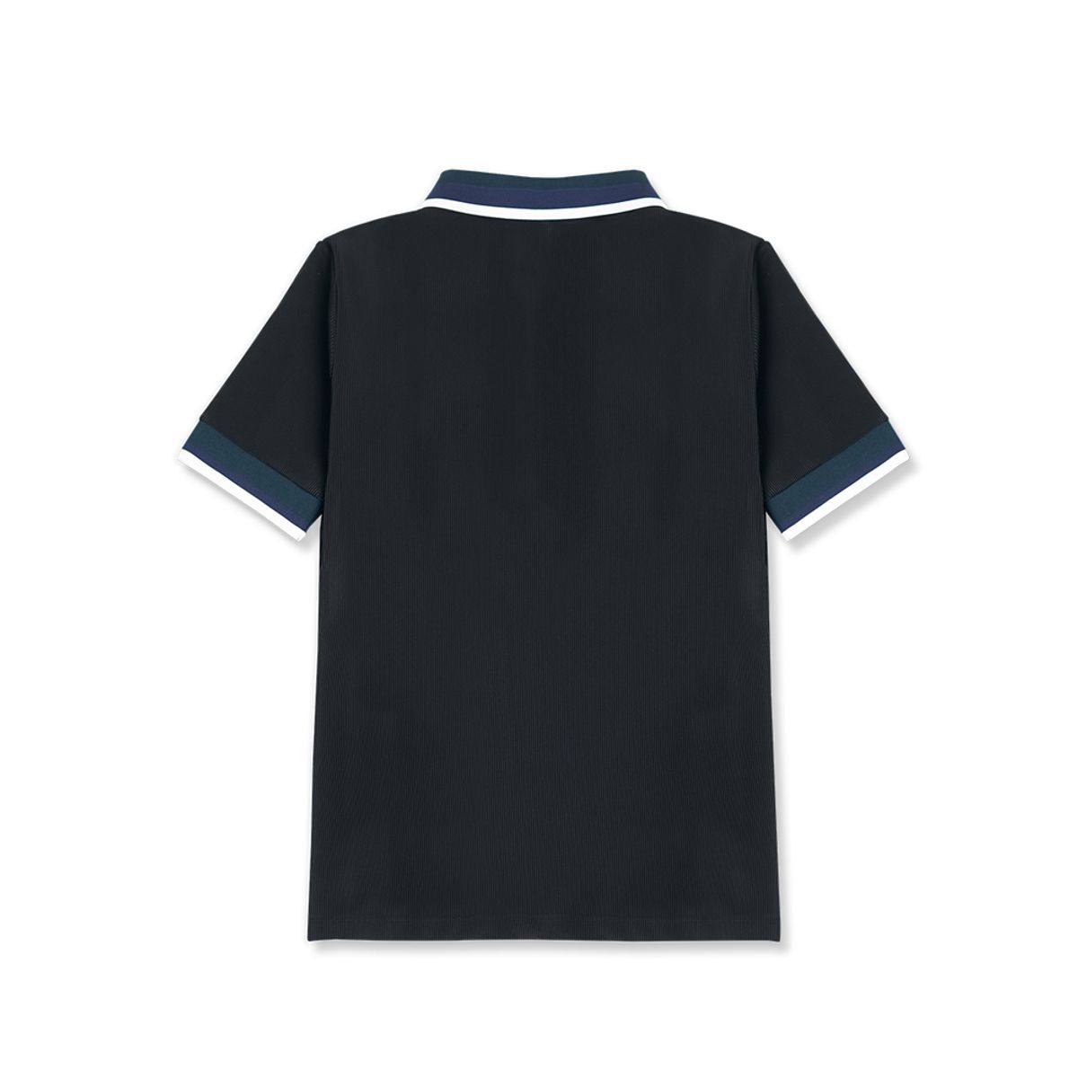 미스페라(MEASPHERA) WOMEN REGULAR-FIT RIBBED POLO SHIRT BLACK