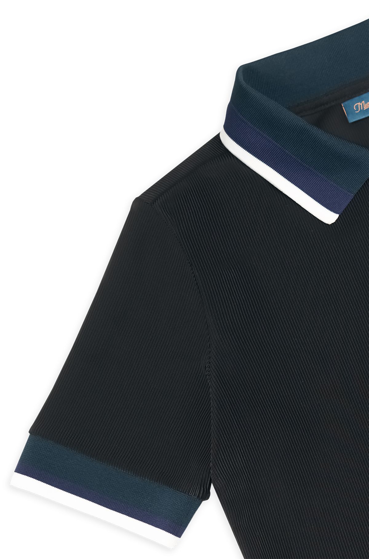 미스페라(MEASPHERA) WOMEN REGULAR-FIT RIBBED POLO SHIRT BLACK