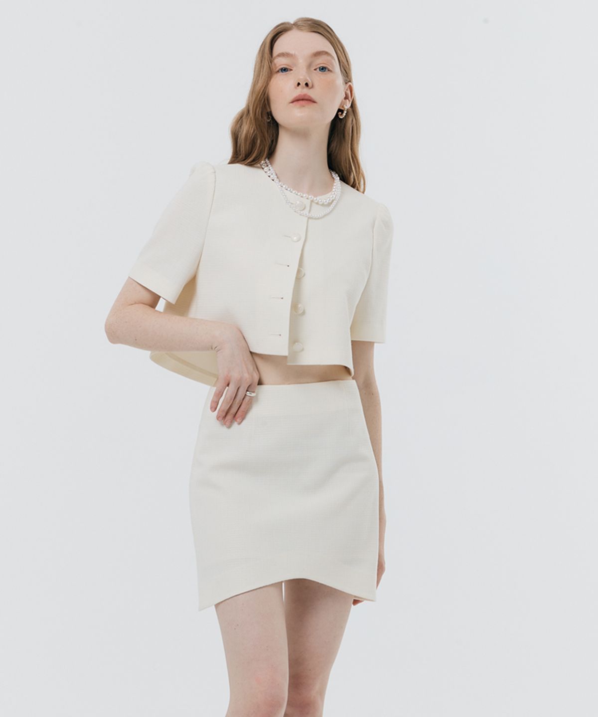 실른(SILN) Tweed mini skirt (IVORY)