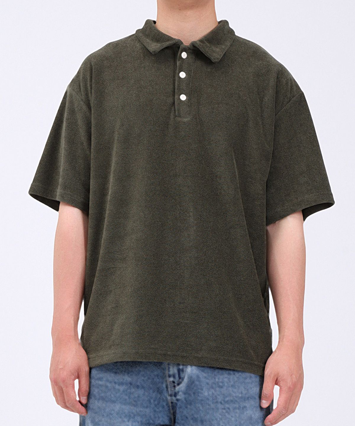 플로피엔디스크(FLOPPY&DISK) Overfit Terry Collar T-shirts_khaki M