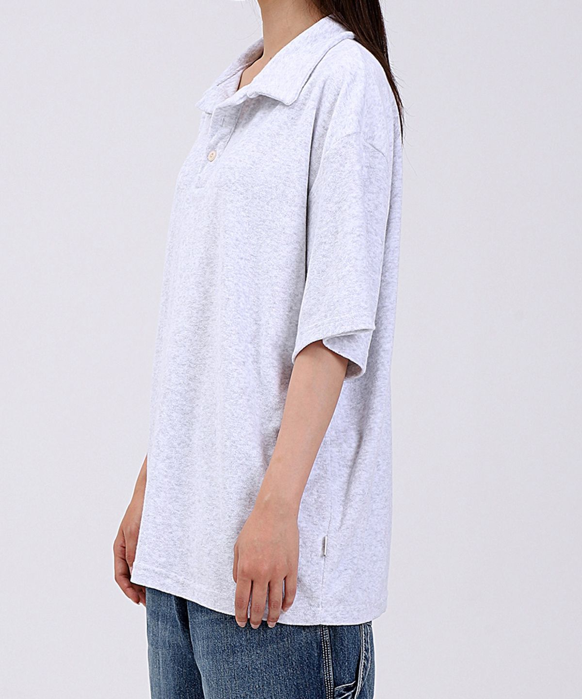 플로피엔디스크(FLOPPY&DISK) Overfit Terry Collar T-shirts_white melange W