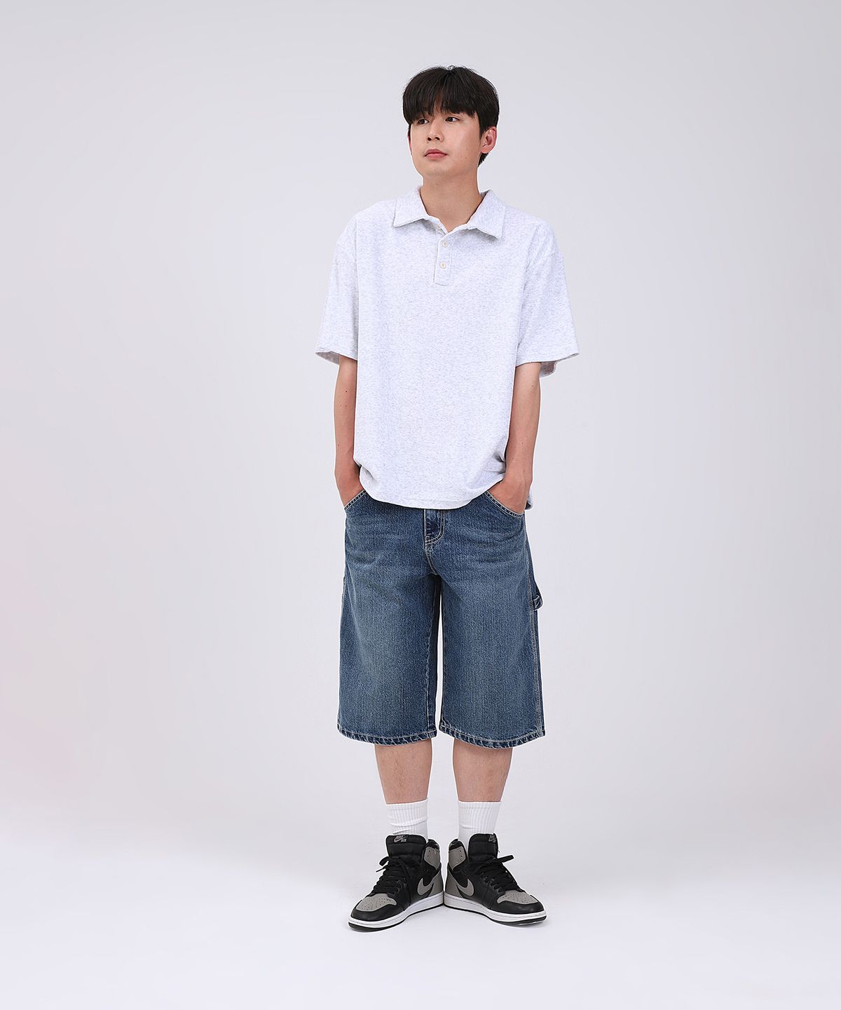 플로피엔디스크(FLOPPY&DISK) Overfit Terry Collar T-shirts_white melange M
