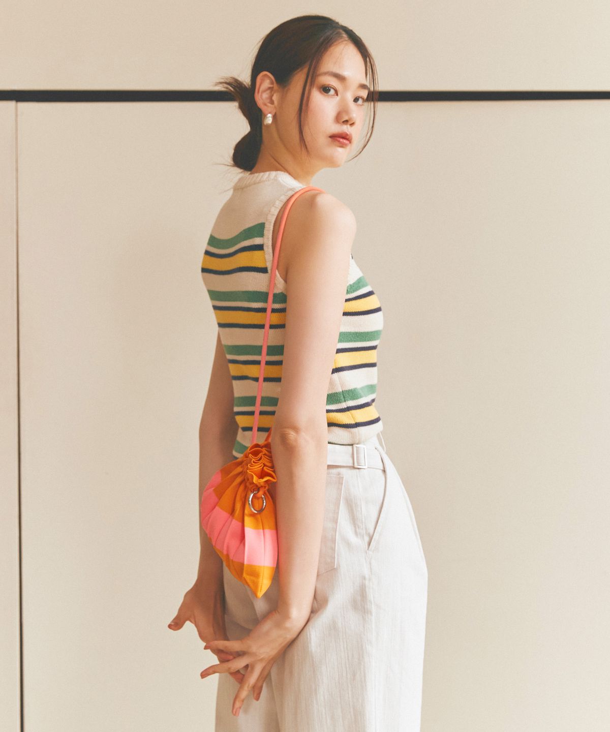플리츠마마(PLEATSMAMA) 핸들버블백 오렌지