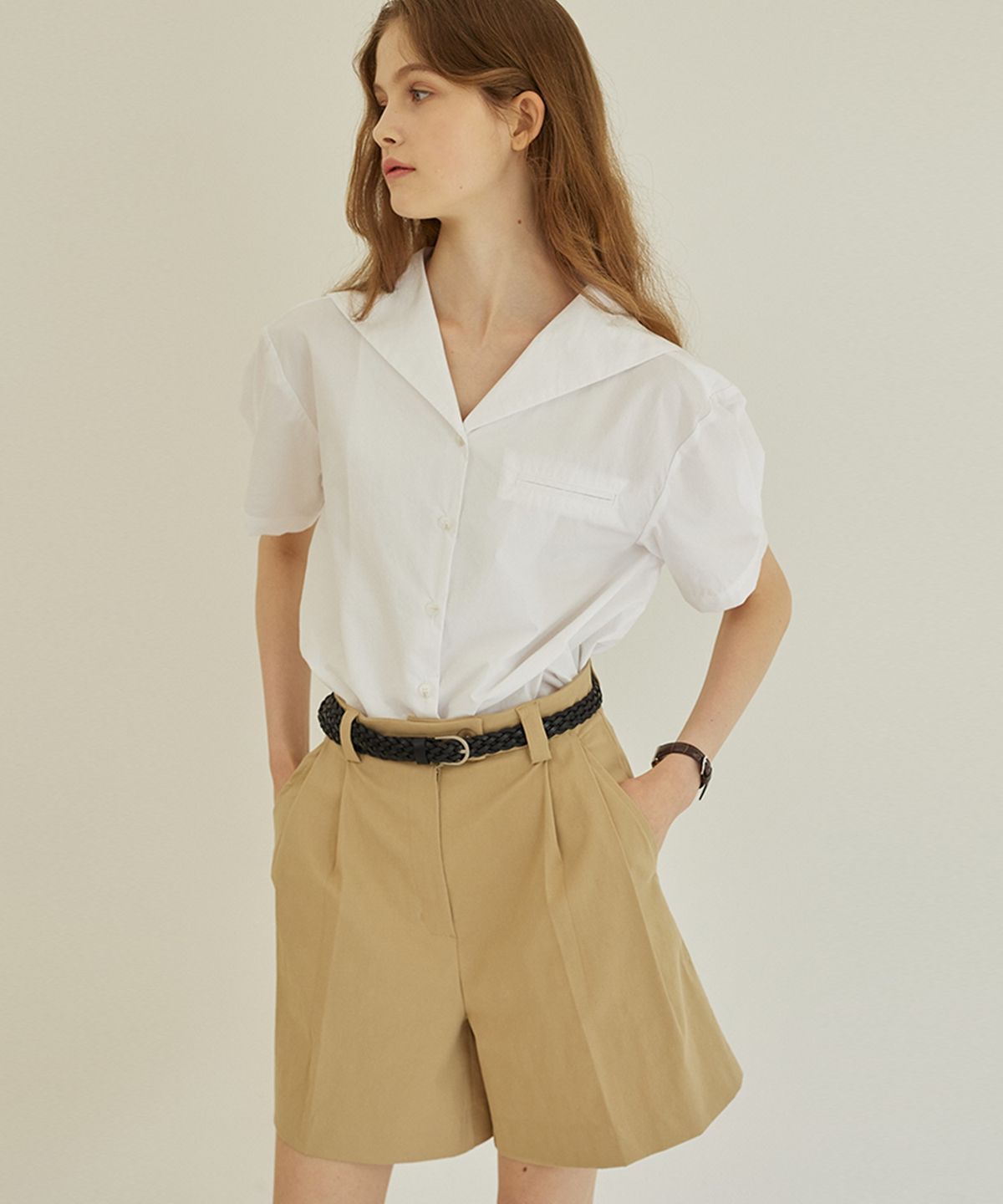 논로컬(NONLOCAL) Two-Tuck A-line Shorts 2 Color