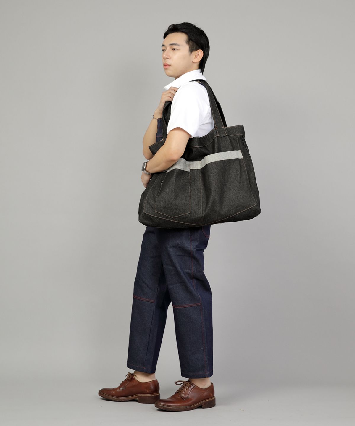 세인트크루(SAINTCREW) 시티보이 메가빅 숄더백 CBM-110 블랙 데님 BRS
