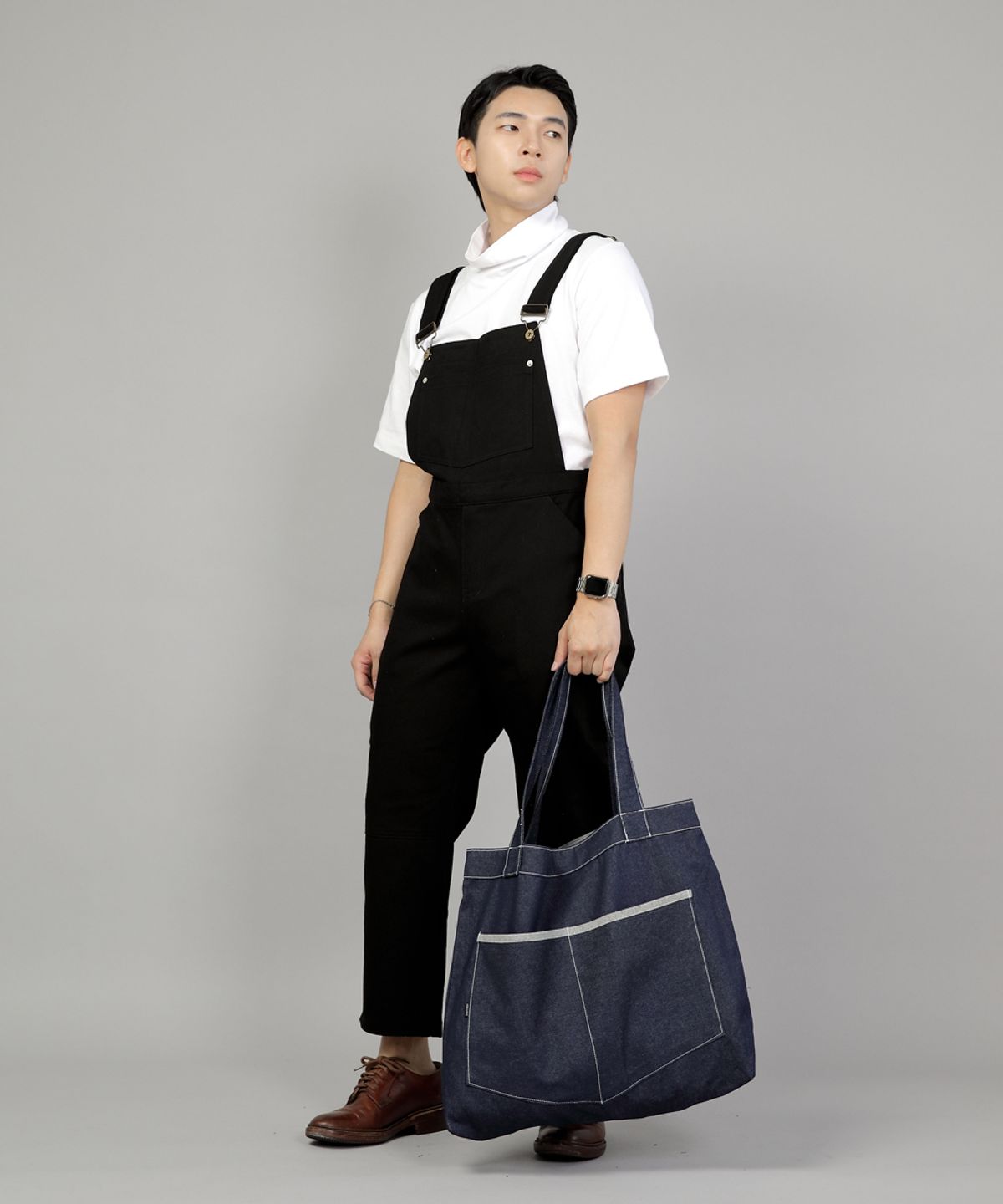 세인트크루(SAINTCREW) 펜타곤 포켓 빅사이즈 에코백 PP-108 인디고 데님 WHS