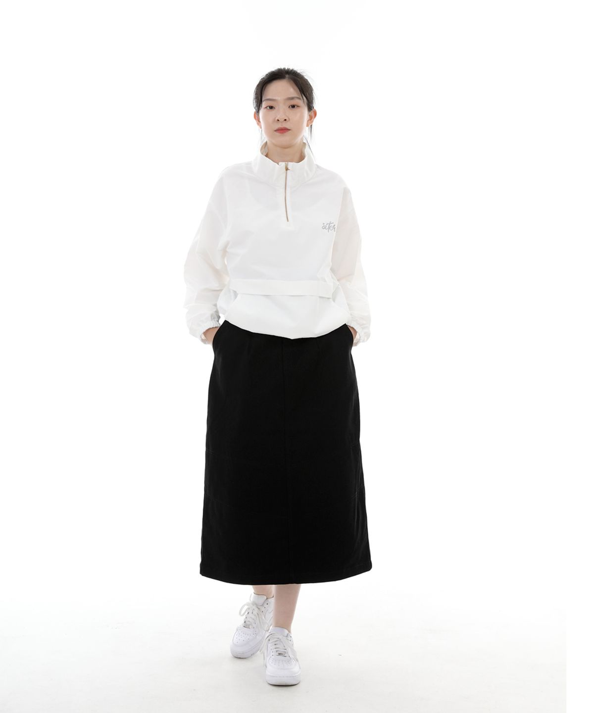 세인트크루(SAINTCREW) 와이드돔 하프밴드 롱스커트 WDH-1303 블랙