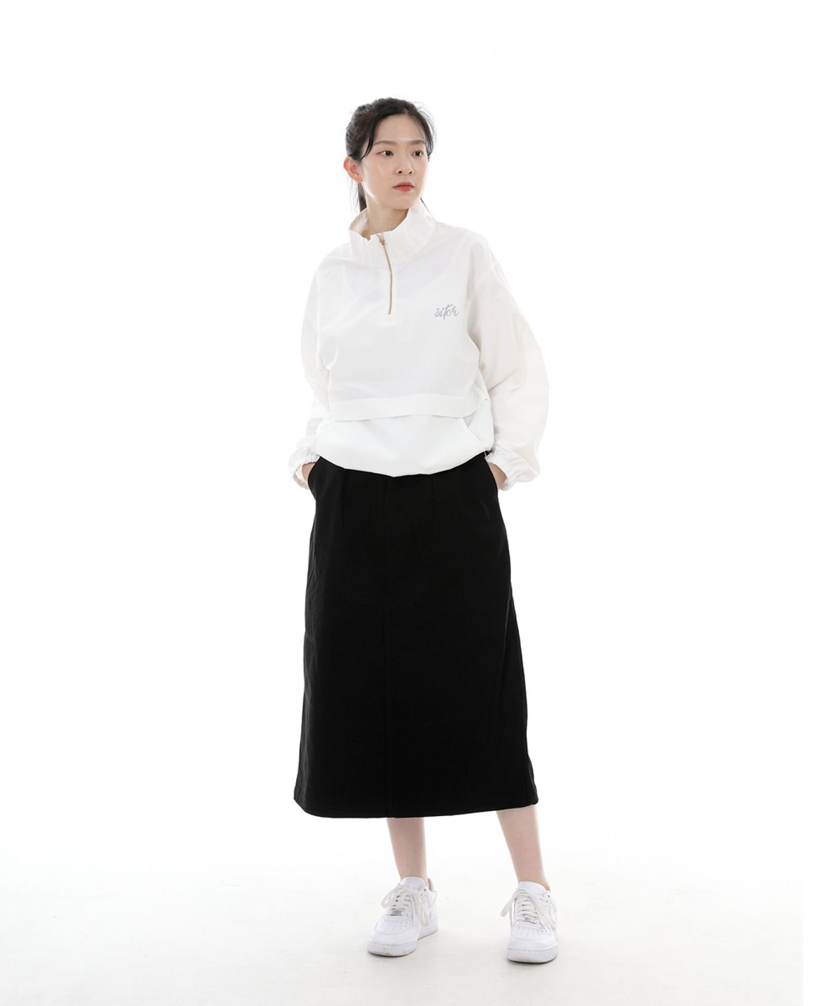 세인트크루(SAINTCREW) 와이드돔 하프밴드 롱스커트 WDH-1303 블랙