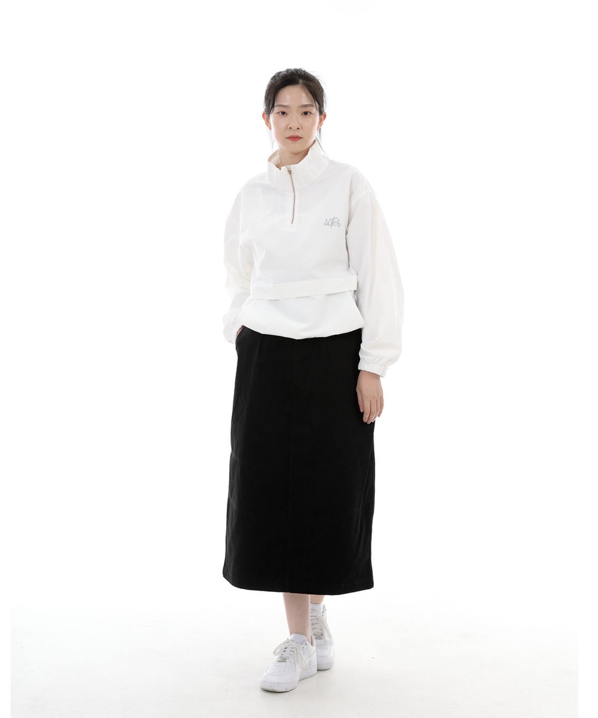 세인트크루(SAINTCREW) 와이드돔 하프밴드 롱스커트 WDH-1303 블랙