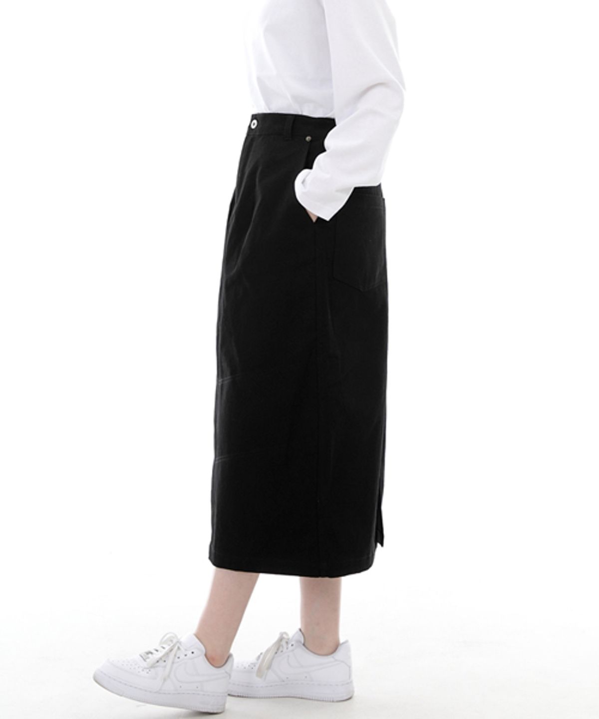 세인트크루(SAINTCREW) 와이드돔 하프밴드 롱스커트 WDH-1303 블랙