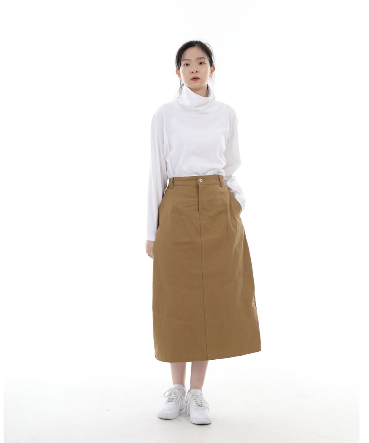 세인트크루(SAINTCREW) 와이드돔 하프밴드 롱스커트 WDH-1303 카멜