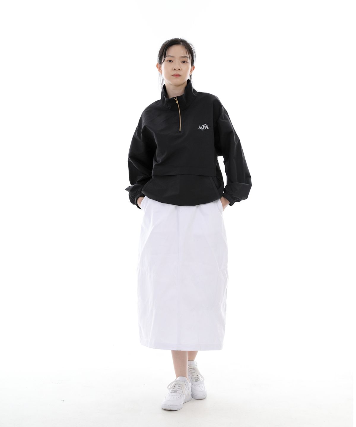 세인트크루(SAINTCREW) 와이드돔 하프밴드 롱스커트 WDH-1303 화이트
