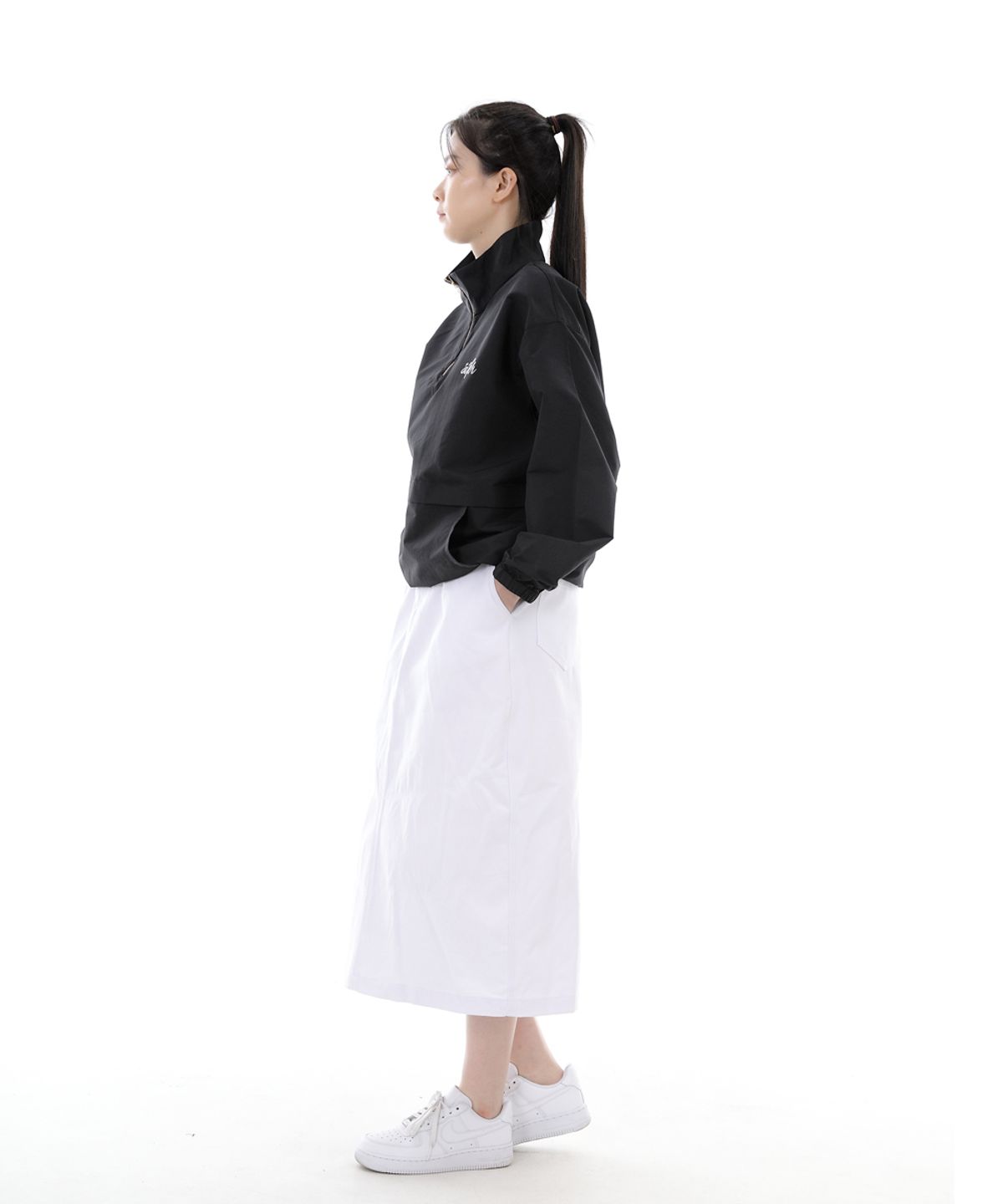 세인트크루(SAINTCREW) 와이드돔 하프밴드 롱스커트 WDH-1303 화이트